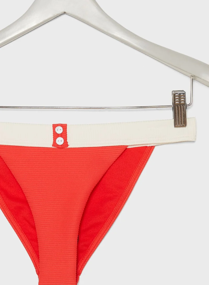 TOPSHOP Contrast Detail Ribbed Bikini Bottom