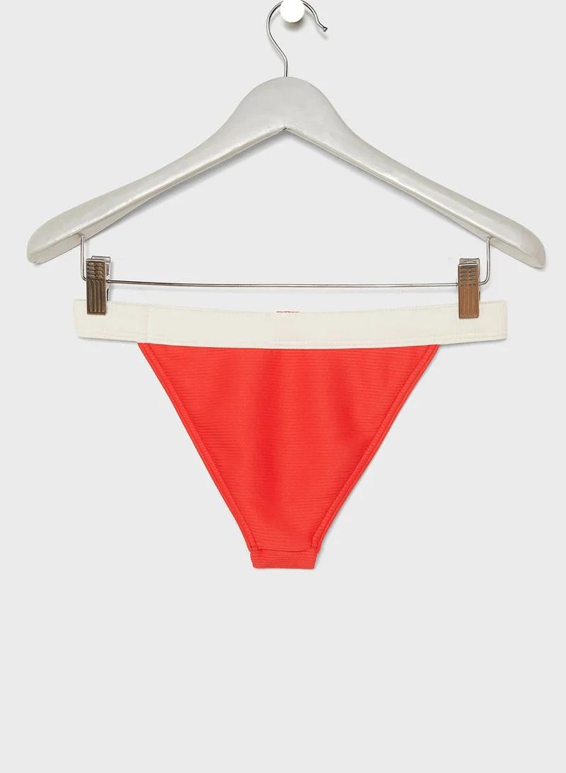 TOPSHOP Contrast Detail Ribbed Bikini Bottom