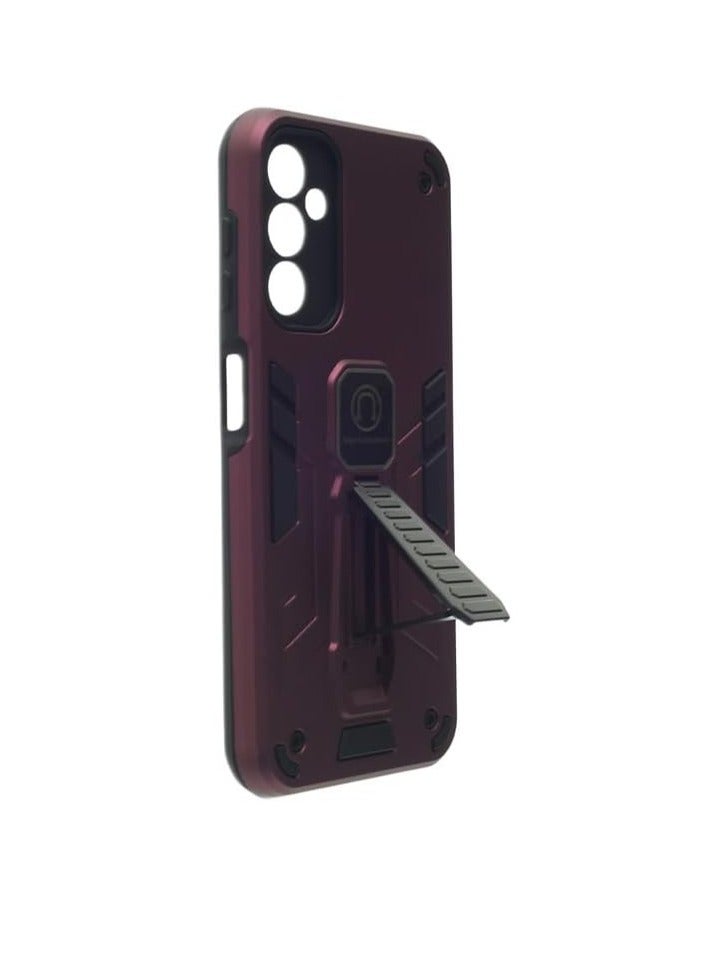 Hard Silicone Back Cover with Magnetic Kickstand for Samsung Galaxy A14 - Burugndy - Image 2