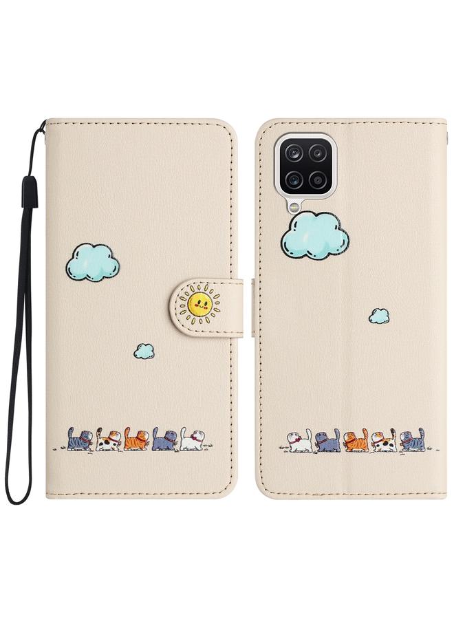 اس-توب جراب جلدي لهاتف Samsung Galaxy A12 برسومات قطط كرتونية - Image 1