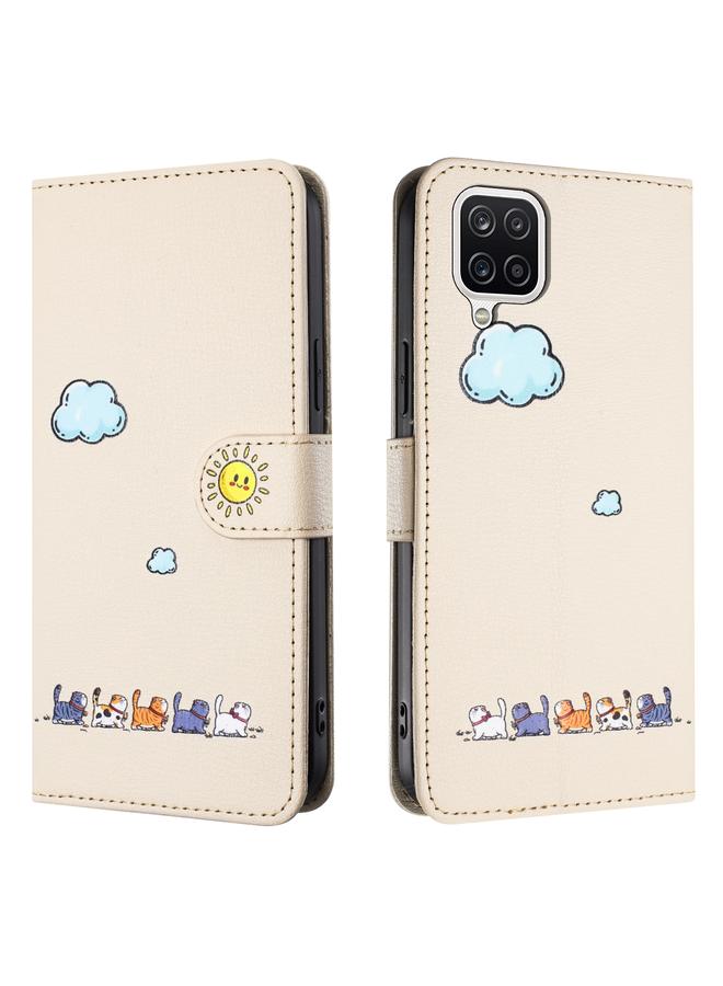 اس-توب جراب جلدي لهاتف Samsung Galaxy A12 برسومات قطط كرتونية - Image 2