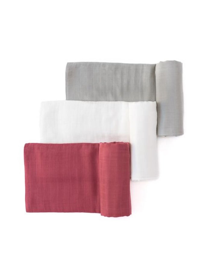 Anvi Baby Organic Bamboo Swaddle Wrap Set of 3 Maroon Moon - Image 1