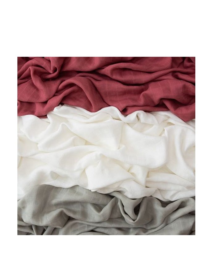 Anvi Baby Organic Bamboo Swaddle Wrap Set of 3 Maroon Moon - Image 3