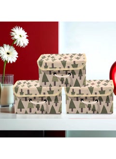 Kuber Industries Kuber Industries Set of 3 Small Foldable Organisers for Clothes - Closet Organizer for Toys, Books, Blankets, Space Saver Utility Box. Cream  - Image 1