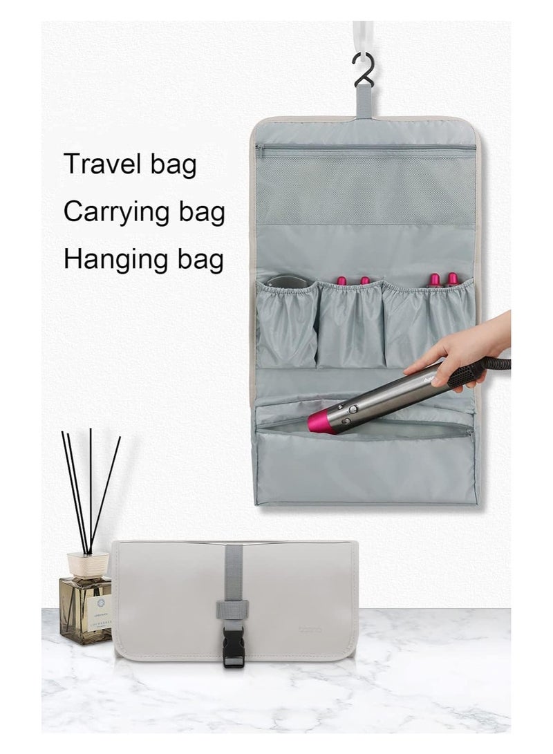 Zikra Travel Storage Bag for Dyson Airwrap Styler, Portable Hanging Bag Storage Organizer for Airwrap Styler and Attachments Waterproof PU Leather Carrying - Image 2