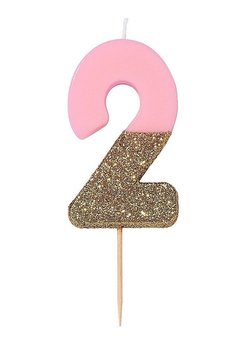 Talking Tables - Pink & Gold Glitter Number Candle - 2 - Image 1