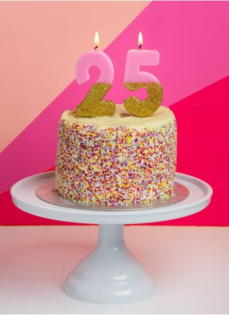 Talking Tables - Pink & Gold Glitter Number Candle - 2 - Image 1