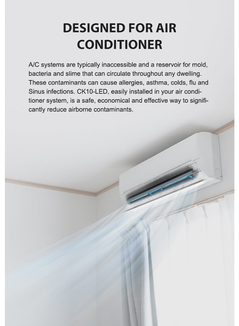 CK10-LED HVAC UV-C Air Purifier Light for Split AC | 10W Germicidal UV LED Coil Cleaner - Image 3