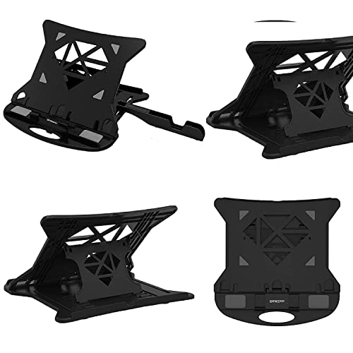 JD FRESH Dual Laptop Cooling Pad with Mobile Stand/7 Height Adjustable Slot/2 USB Ports/Turbo Fan/Striff Stand for Table/Laptop & Mobile Holder for Desk/Computer Stand/Office Desk Accessories (Black) - Image 2