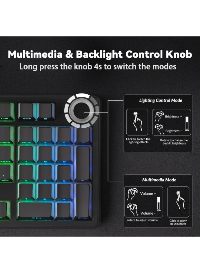 AULA F99 Pro Wireless Mechanical Keyboard Silent Version with Silent Cotton Candy Switch Tri-Mode BT 5.0 / 2.4GHz / USB-C Hot Swappable Gasket Mount Pre-Lubed Linear RGB Backlit Gaming Keyboard for PC Laptop Mac - Image 2