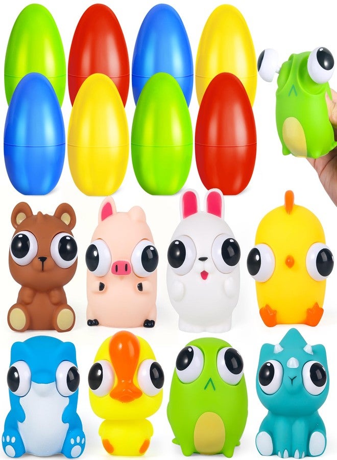 Letapapa 8 Pack Easter Eggs Filled with Big Pop Eyes Animals Toys for Kids, Easter Basket Stuffers Essentials, Easter Eggs with Toys for Easter Egg Hunt, Party Favor Supplies Classroom Prizes for Boys Grils - Image 1