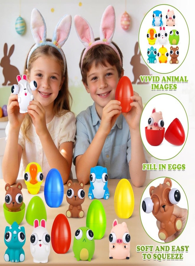 Letapapa 8 Pack Easter Eggs Filled with Big Pop Eyes Animals Toys for Kids, Easter Basket Stuffers Essentials, Easter Eggs with Toys for Easter Egg Hunt, Party Favor Supplies Classroom Prizes for Boys Grils - Image 3