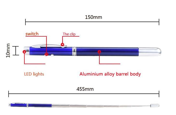 Samvardhan 5-in-1 Laser Pointer Pen with Red Laser, LED Flashlight & Metal Clip,Multipurpose Silver Pointer for Presentations, Teaching & Torch Night Use, Perfect For Gift, Ink color-Black - Image 2