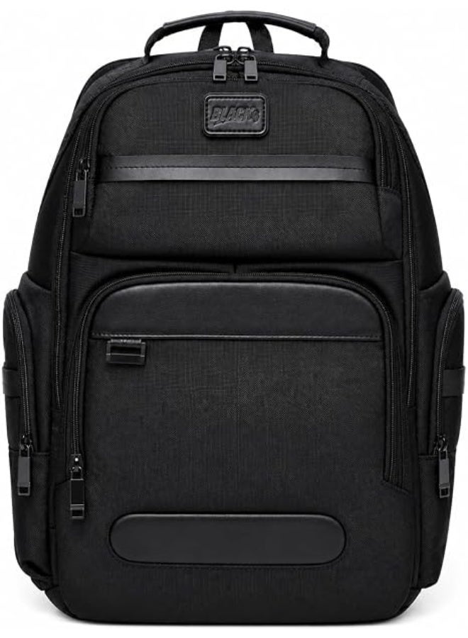 Black Laptop Backpack, Black, Heavy-Duty Canvas, Multi-Pocket, Waterproof, 47x35x19 cm, for University, Work and Travel - Image 1