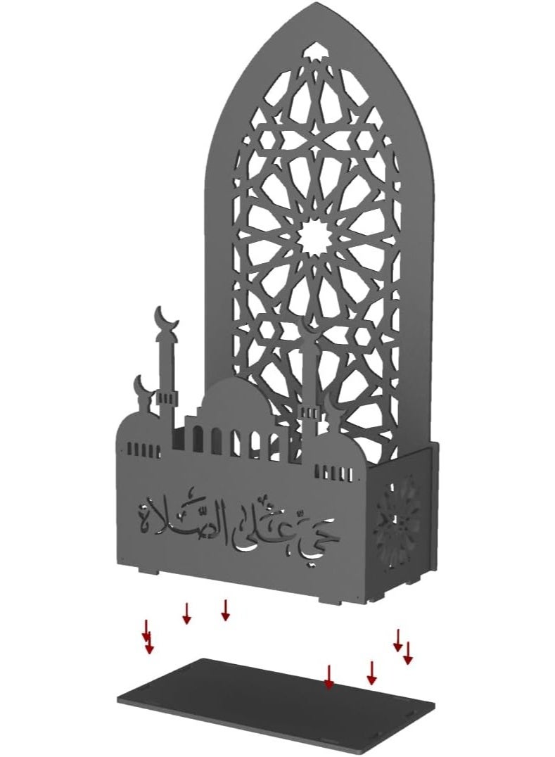 Eworld 2-in-1 Prayer Mat Stand & Quran Holder – Elegant Black Islamic Prayer Rug Organizer | PVC Foam Plastic | Home & Living Room Decor - Image 4