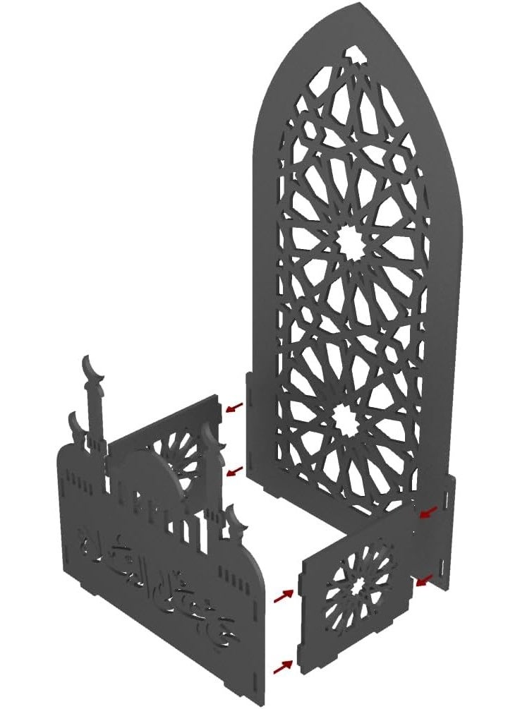 Eworld 2-in-1 Prayer Mat Stand & Quran Holder – Elegant Black Islamic Prayer Rug Organizer | PVC Foam Plastic | Home & Living Room Decor - Image 3