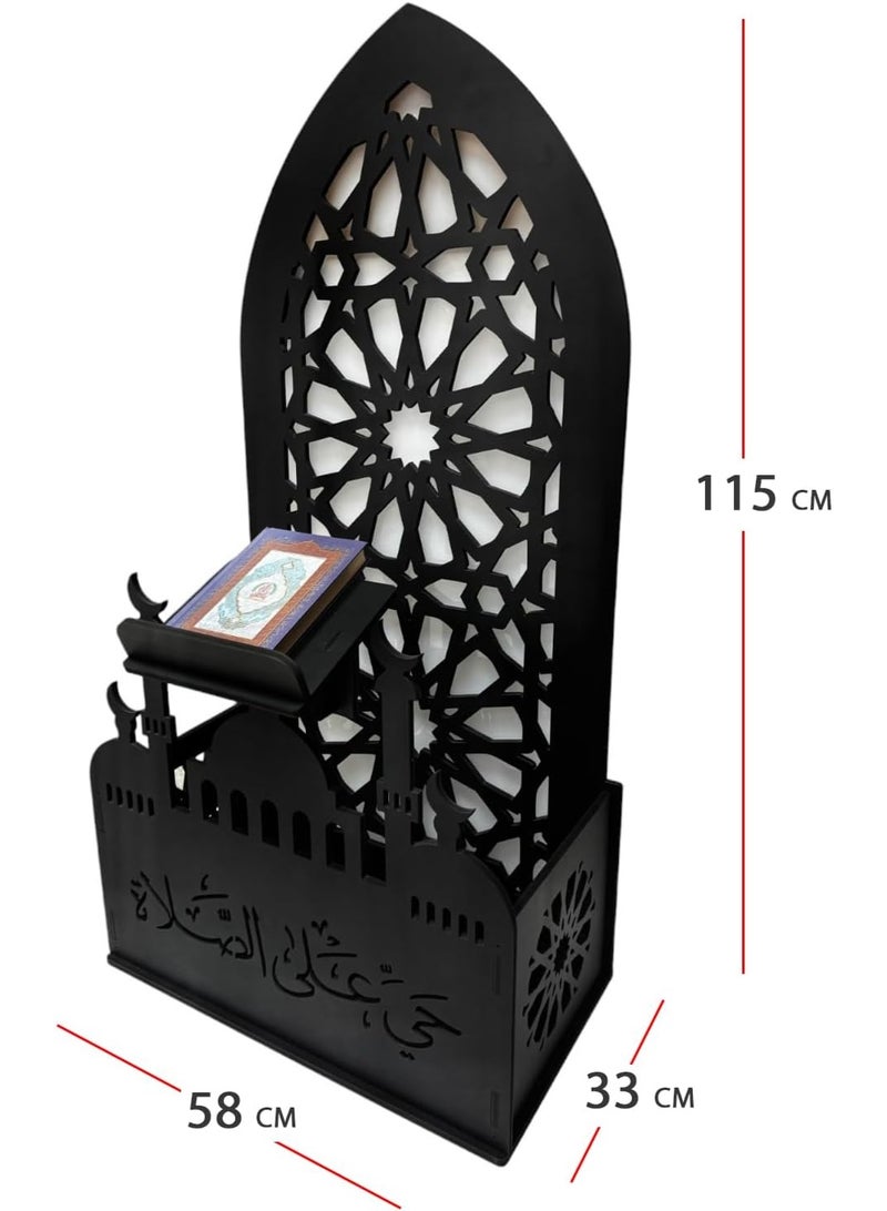 Eworld 2-in-1 Prayer Mat Stand & Quran Holder – Elegant Black Islamic Prayer Rug Organizer | PVC Foam Plastic | Home & Living Room Decor - Image 2