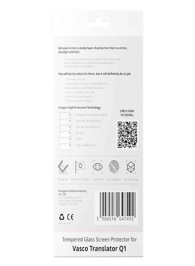 Vasco Electronics Tempered Glass Screen Protector for Vasco Translator Q1 – 9H Hardness, Ultra-Thin 0.33mm, Anti-Fingerprint, 3D Curved Edge, Bubble-Free Installation - Image 3