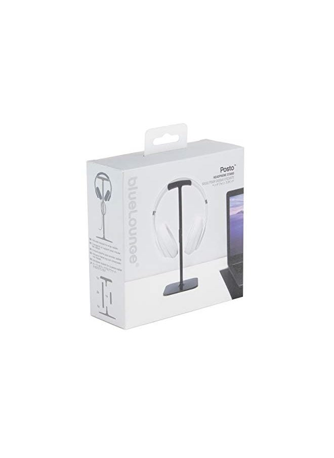 blueLounge - Posto 2.0 Universal Headphone Stand Flexible Headphone Holder Aluminum Body W Rubber Headrest Elegant Stand For Air Pods Studio Beats Bose And Other Headphones Black - Image 1