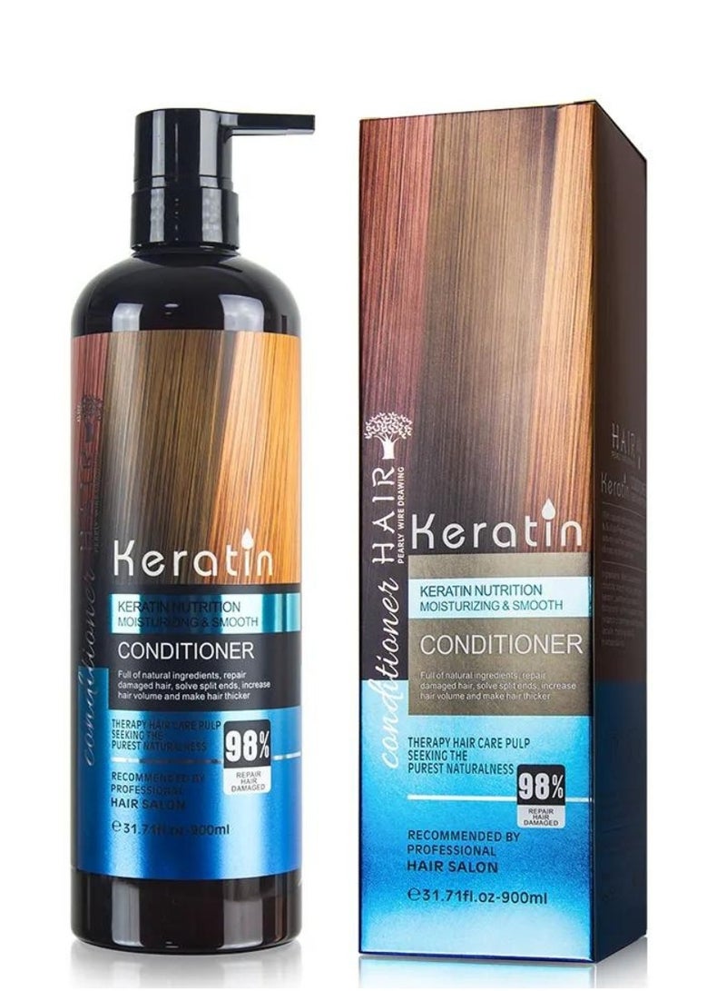 HAIR Pearly Wire Drawing بلسم كيراتين 900 مل بلسم مرطب عميق ناعم كيراتين يعزز الحجم ويقوي ويكثف وينشط نمو الشعر 98% إصلاح الشعر التالف بلسم تنظيف عميق - Image 1
