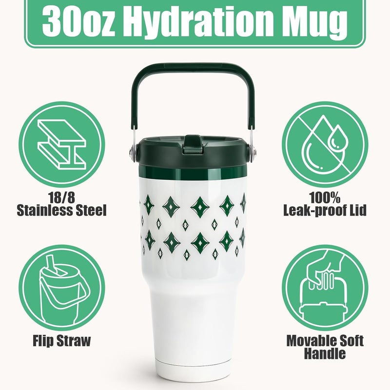Cafezi 30 oz Tumbler with Handle, Vacuum Insulated Tumblers with Flip Straw and Top Handle, Reusable Insulated Cup for Home, Outdoors, Leakproof, Fits in Cup Holder, Cold for 30 Hours - Image 2