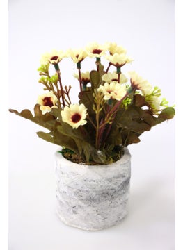 Artificial Flower Storage Spring Daisy Cream in Concrete Pot