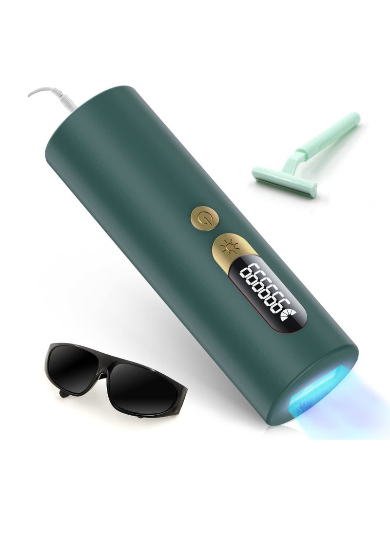 Excefore IPL Hair Removal Device Permanent Painless Cylindrical Laser Hair Removal with 2 Modes and 5 Levels for Men and Women Body, Face, Bikini, Home Use (Green) - Image 1