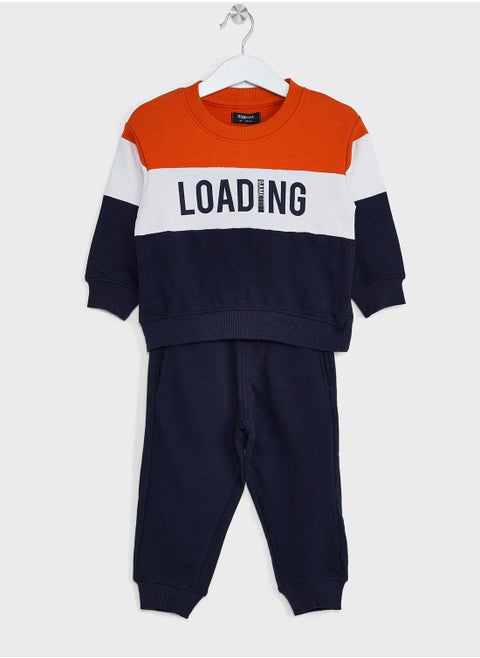 Boys Colorblock Sweatshirt And Jogger Set