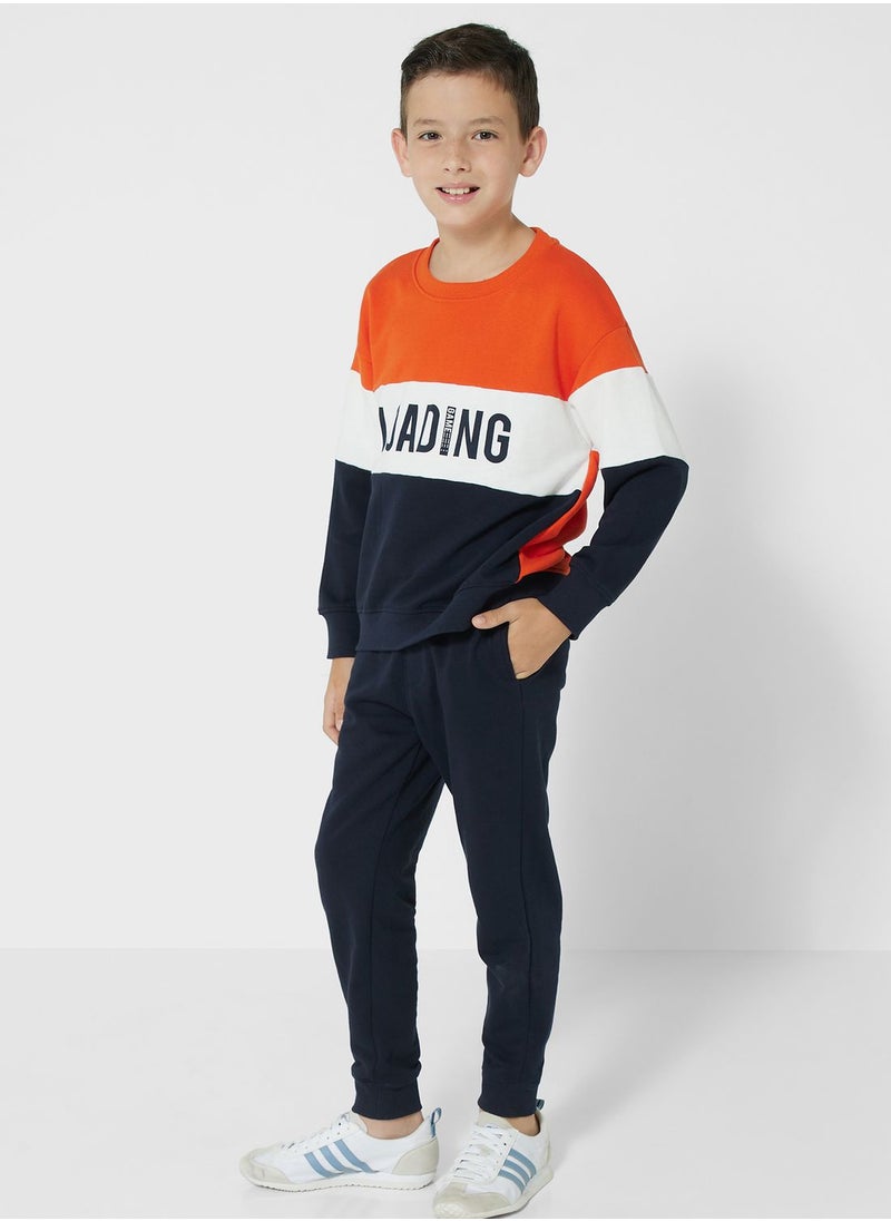 Boys Colorblock Sweatshirt And Jogger Set