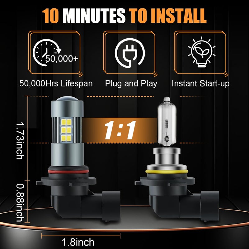 iFunyLED H10 LED Fog Bulbs, Super Bright 9145 9140 LED Fog Lights 6500K Cool White, Plug and Play, Replacement Lights for Cars Trucks SUV, Pack of 2 - Image 3