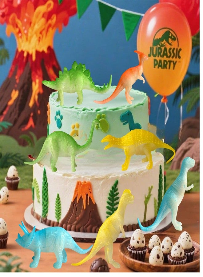 Mallexo مجموعة ألعاب ديناصورات ما قبل التاريخ واقعية من ماليكسو، 8 قطع، حجم كبير، للأطفال | مجموعة ألعاب ديناصورات متوهجة في الغابة ليلاً، هدية عيد ميلاد للأولاد والبنات، عناصر تعليمية وتزيينية - Image 3