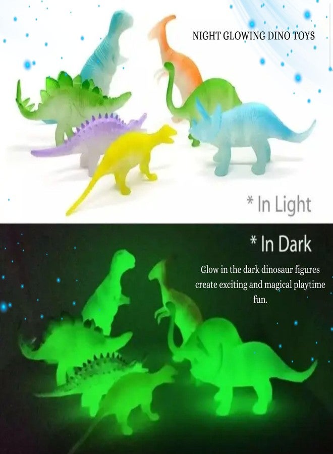Mallexo مجموعة ألعاب ديناصورات ما قبل التاريخ واقعية من ماليكسو، 8 قطع، حجم كبير، للأطفال | مجموعة ألعاب ديناصورات متوهجة في الغابة ليلاً، هدية عيد ميلاد للأولاد والبنات، عناصر تعليمية وتزيينية - Image 2