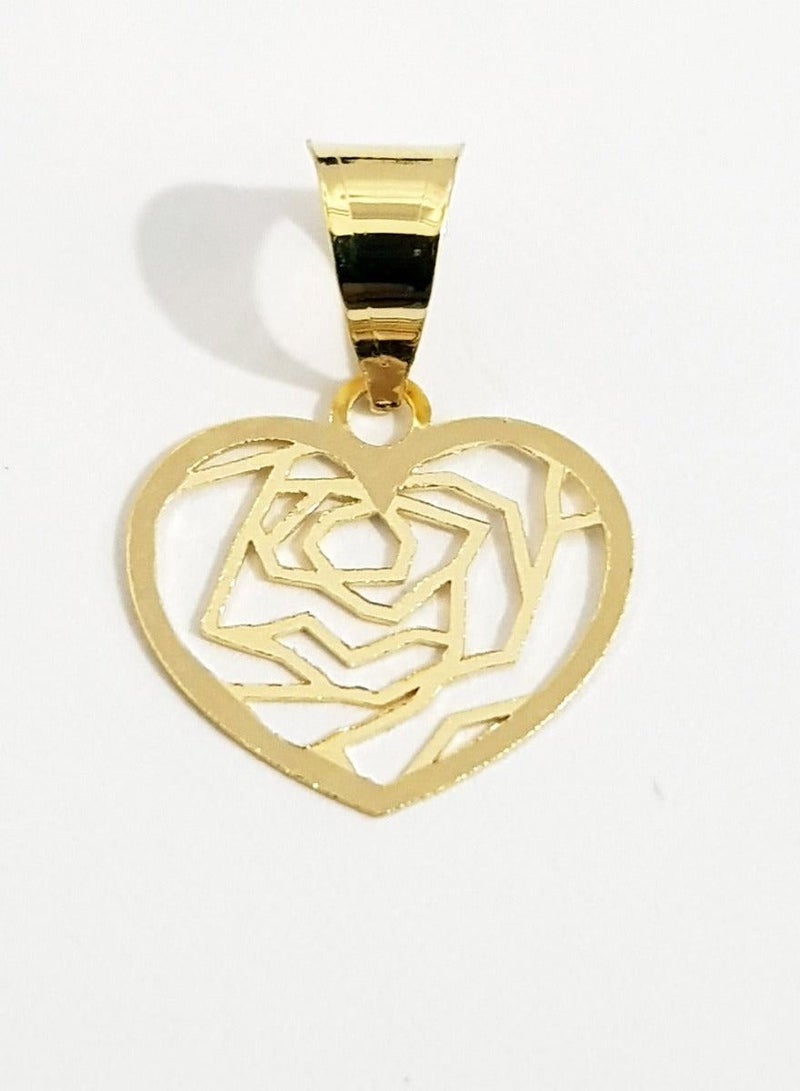 Hamsa.ae 18K Pure Gold Heart With Flower Design Necklace GNK1310 - Image 2
