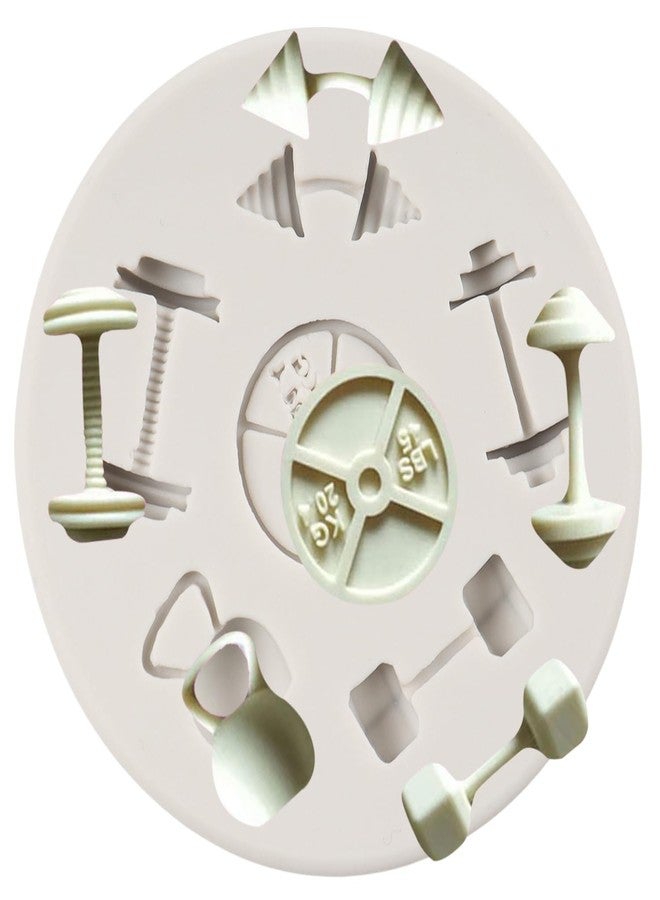QDMOLDS قوالب سيليكون من QDMOLDS لتزيين الكيك والشوكولاتة والكب كيك والحلويات والصلصال البوليمري وعجينة السكر، على شكل دمبل، مناسبة لتمارين اللياقة البدنية ورفع الأثقال. - Image 1