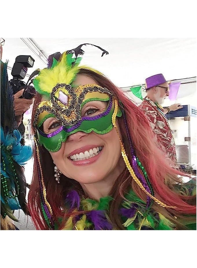 Masquerade Mask for Women, Mardi Gras Masquerade Mask with Feathers Venetian Mask for Masquerades Cosplay Party Specially for Costume - Image 2