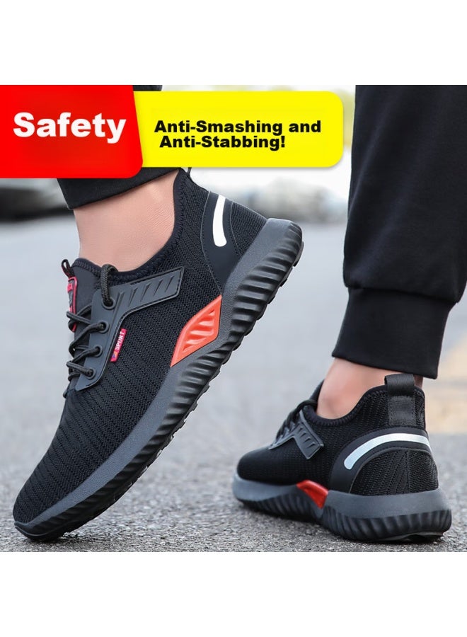 JUNBU Safety Shoes For Men, Summer Breathable Steel Toe Cap Puncture-Resistant Lightweight Comfortable Construction Site Work Boots 9155 Size 39 - Image 4
