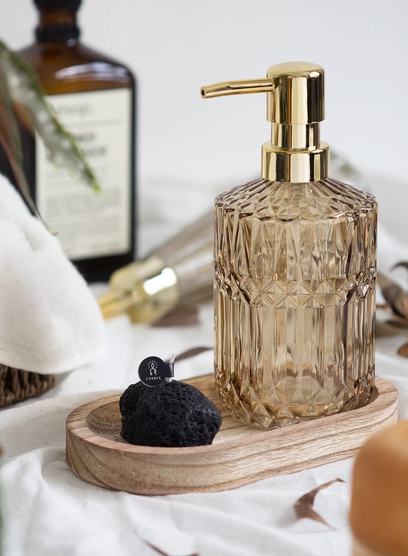 Clear Glass Soap Dispenser with ABS Plastic Pump, Crystal Makeup Dispenser, Kitchen Sink, Bathroom (Brown)  - Image 2