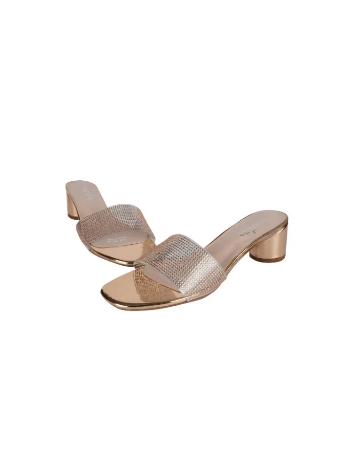 ميشيل مورجان Michelle Morgan Ladies Mid Round Heel 114RJ507 Gold