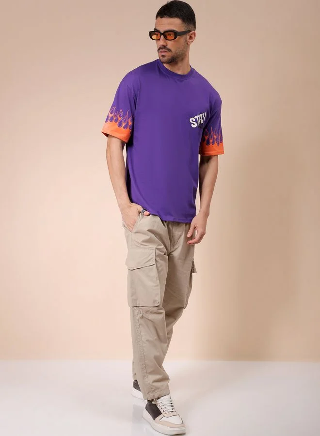 ذا انديان كراج كو Men Boxy Oversized Graphic Back Printed Round Neck Tshirt