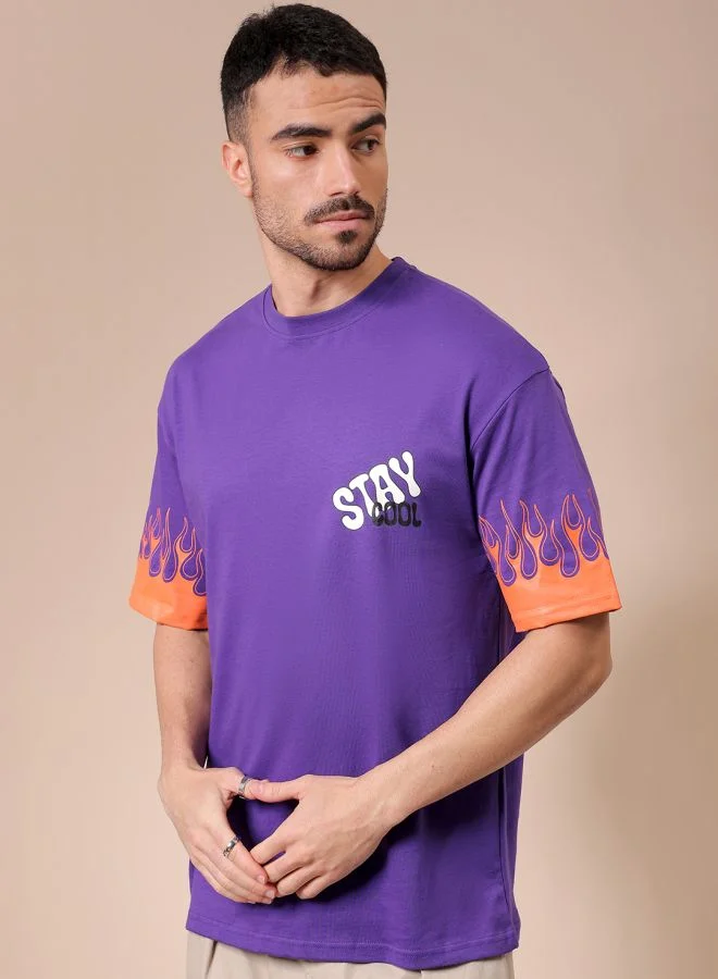 ذا انديان كراج كو Men Boxy Oversized Graphic Back Printed Round Neck Tshirt