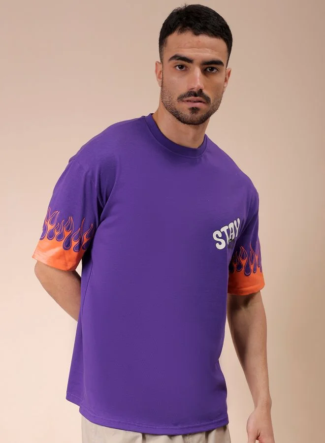 ذا انديان كراج كو Men Boxy Oversized Graphic Back Printed Round Neck Tshirt