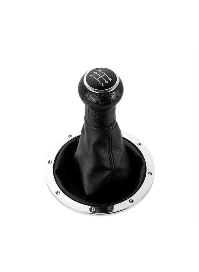 Wood Grain Black 5 Speed Gear Lever Knob With Red Stitching For Manual Transmission - Image 5