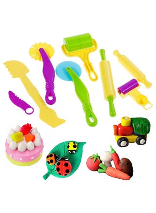 طقم ادوات تشكيل عجينة الصلصال، 20 قطعة ادوات بلاستيك لتشكيل الصلصال بنفسك طقم تشكيل بلاستيك، بكرات وقواطع للاطفال، لون عشوائي - view 2