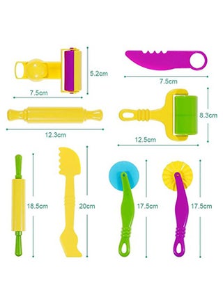 طقم ادوات تشكيل عجينة الصلصال، 20 قطعة ادوات بلاستيك لتشكيل الصلصال بنفسك طقم تشكيل بلاستيك، بكرات وقواطع للاطفال، لون عشوائي - view 5