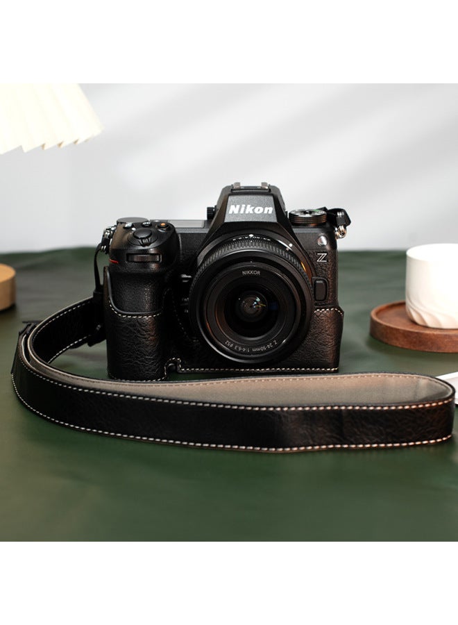 Nikon ZFC Protective Case Z63 Camera Bag Z30 Base Bag Z5 Leather Case Z7Z6II Second Generation Camera Accessories ZF-Color:Z63 Black Protective Case + Black Pu Shoulder Strap - Image 1