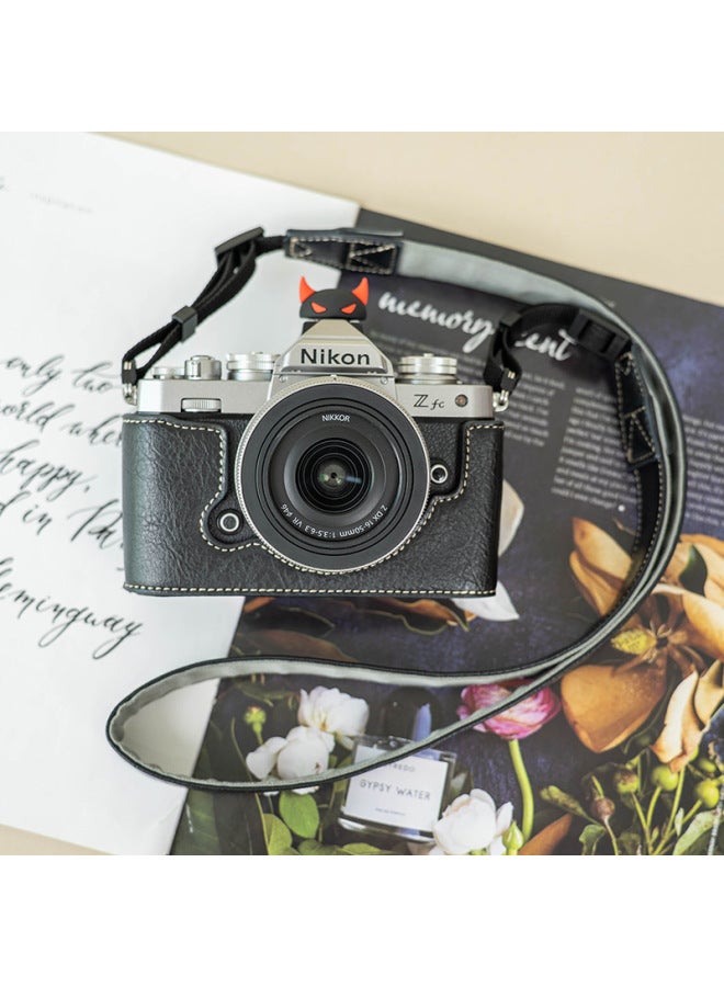 Nikon ZFC Protective Case Z63 Camera Bag Z30 Base Bag Z5 Leather Case Z7Z6II Second Generation Camera Accessories ZF-Color:Z63 Black Protective Case + Black Pu Shoulder Strap - Image 3