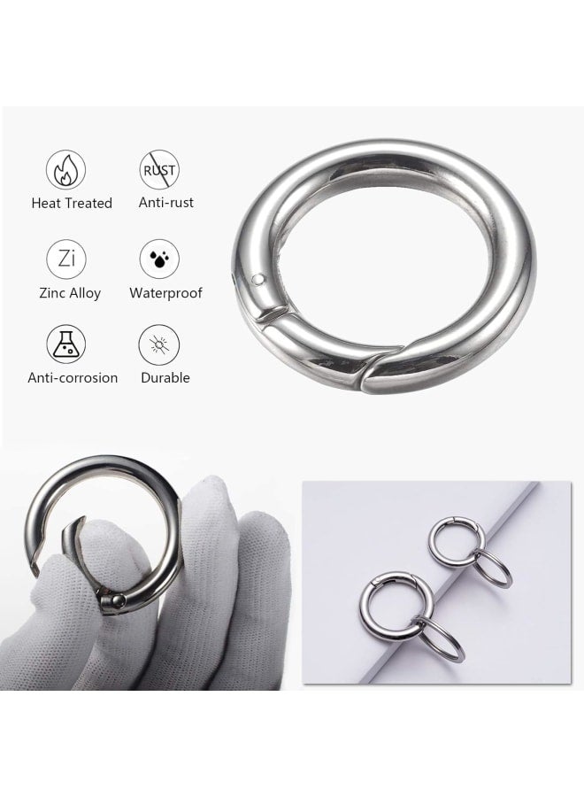 Spring O Rings, Spring Snap Clip Hooks Zinc Alloy Round Metal Split Rings Small Clamp Clasp Keyring Buckle for Bags Purses Handbag Strap Craft Jewelry Making - Image 3