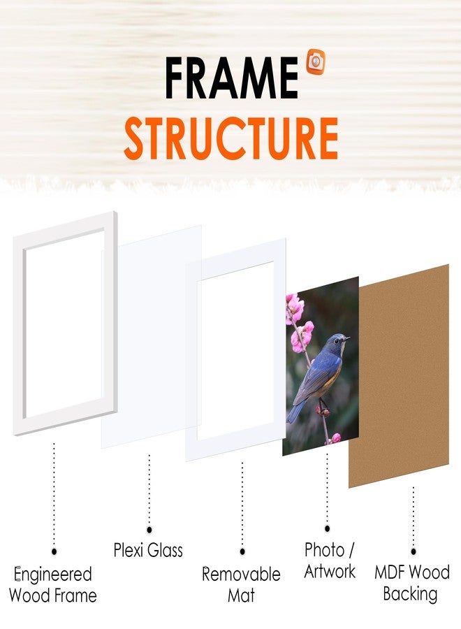 FIXSMITH 5x7 Picture Frame Set of 2, Photo Frame with HD Plexiglass, Display Pictures 4x6 with Mat or 5x7 Without Mat, White Picture Frames Collage for Tabletop or Wall Display - Image 3