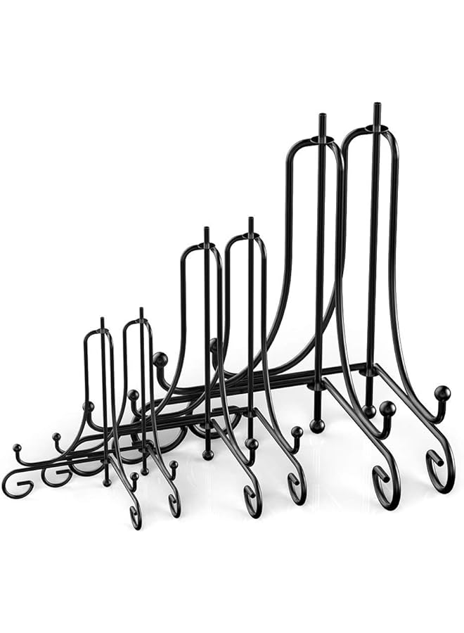 Zaboon Pack 3 Sizes Iron Display Stand Black Iron Plate Holder Stand For Displaying Pictures Plates Books And Arts 4 6 8 Inch - Image 1