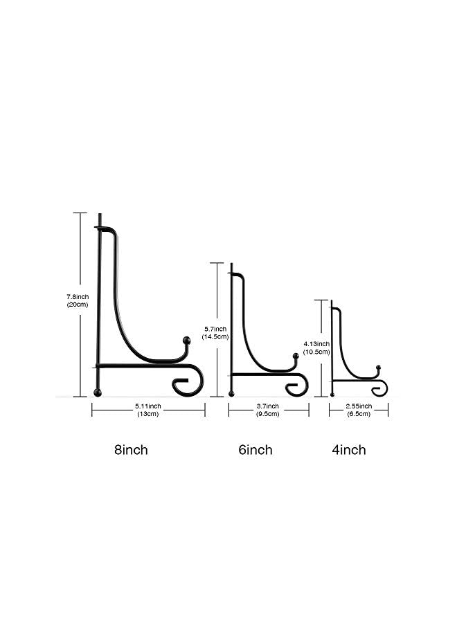 Zaboon Pack 3 Sizes Iron Display Stand Black Iron Plate Holder Stand For Displaying Pictures Plates Books And Arts 4 6 8 Inch - Image 3